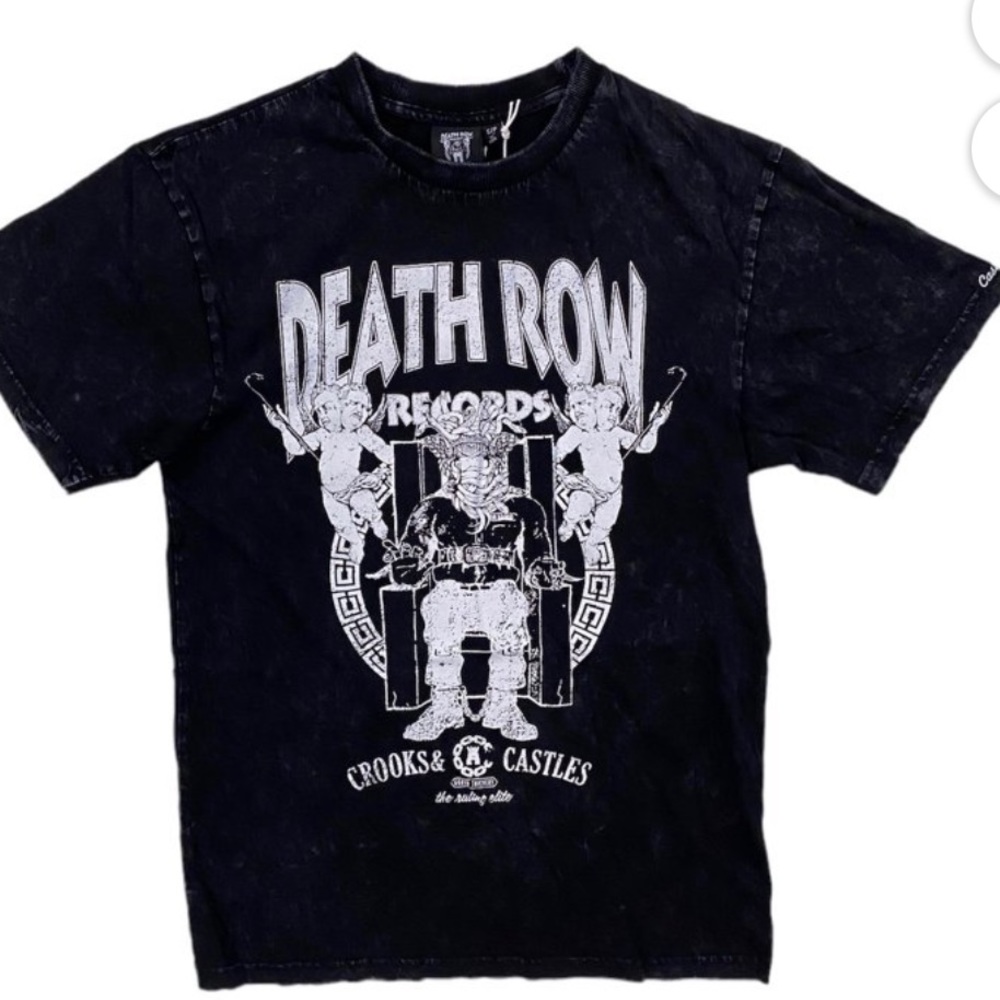 Crooks and Castles x Death Row Records “Angels” Acid-Wash Tee, NWT, size S